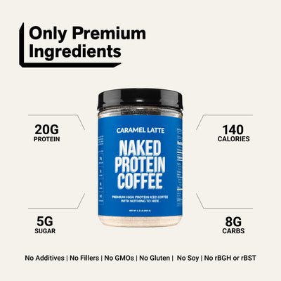 naked protein coffee caramel latte with 20 g protein