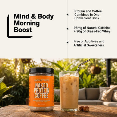 naked protein coffee hazelnut latte morning boost infographic