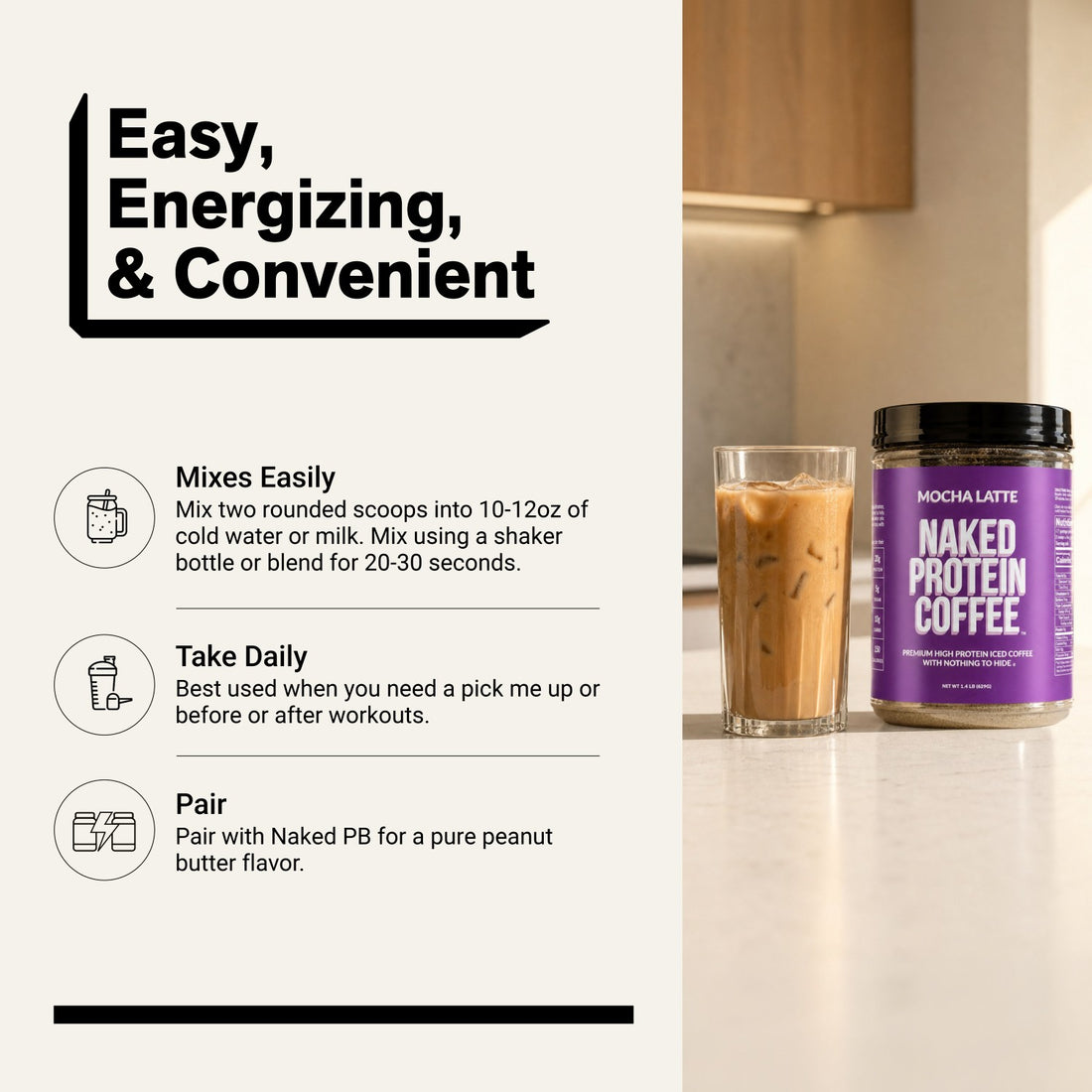 naked protein coffee mocha latte mixing directions