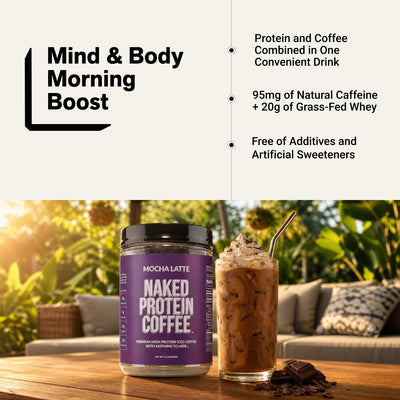 naked protein coffee mocha latte morning boost infographic