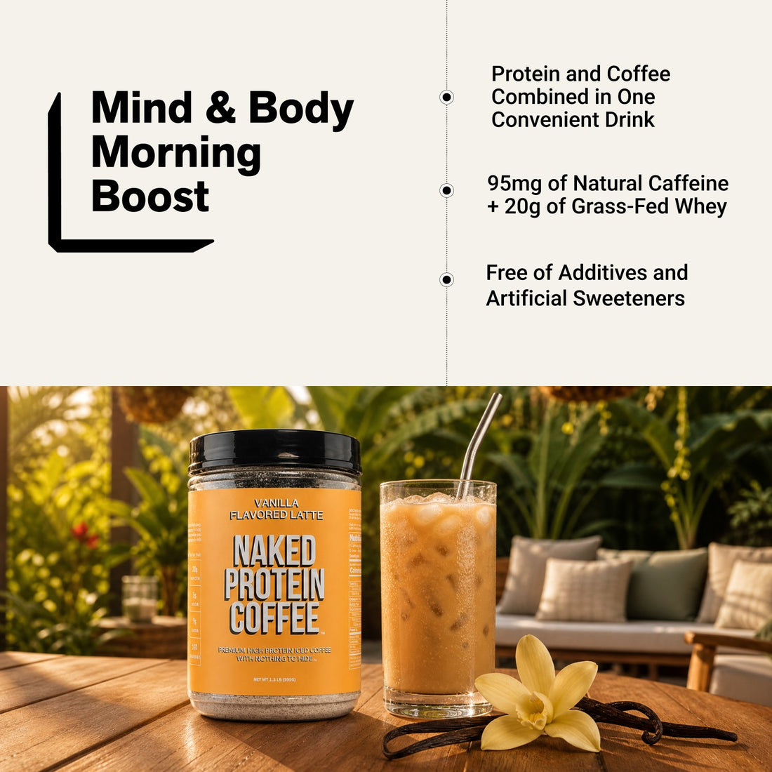 naked protein coffee vanilla latte morning boost infographic