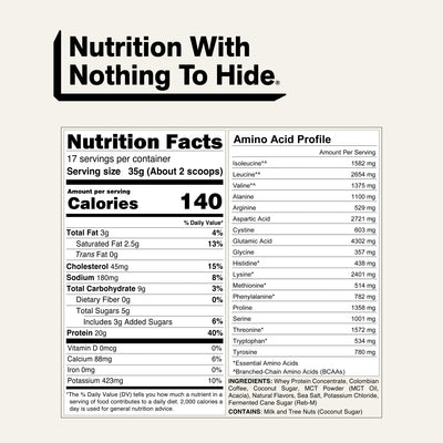 naked protein coffee vanilla latte nutrition facts and amino acid profile