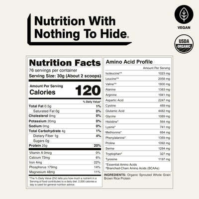 naked rice nutrition facts and amino acid profile