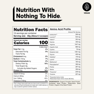 naked seed nutrition facts and amino acid profile