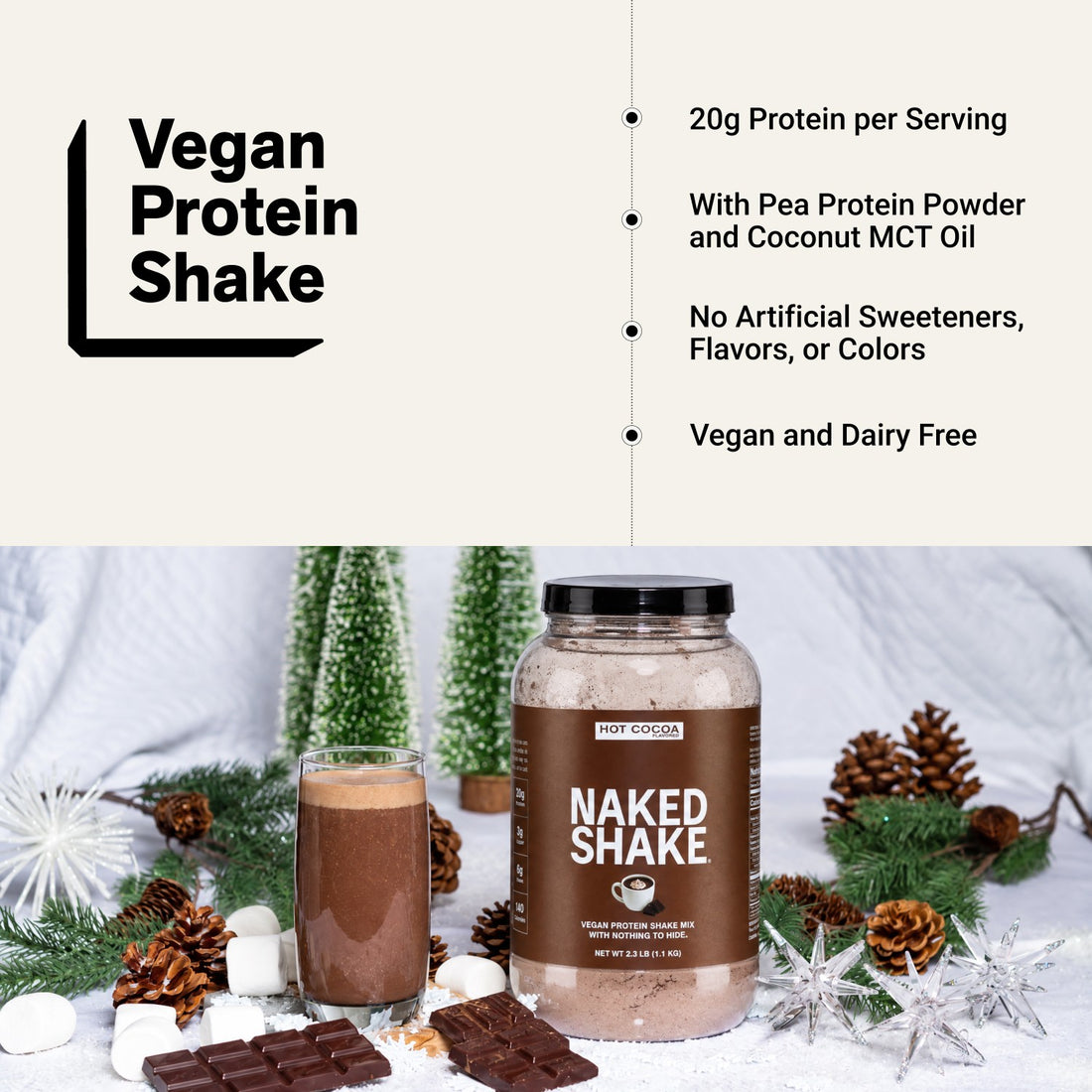 naked shake hot cocoa vegan protein infographic