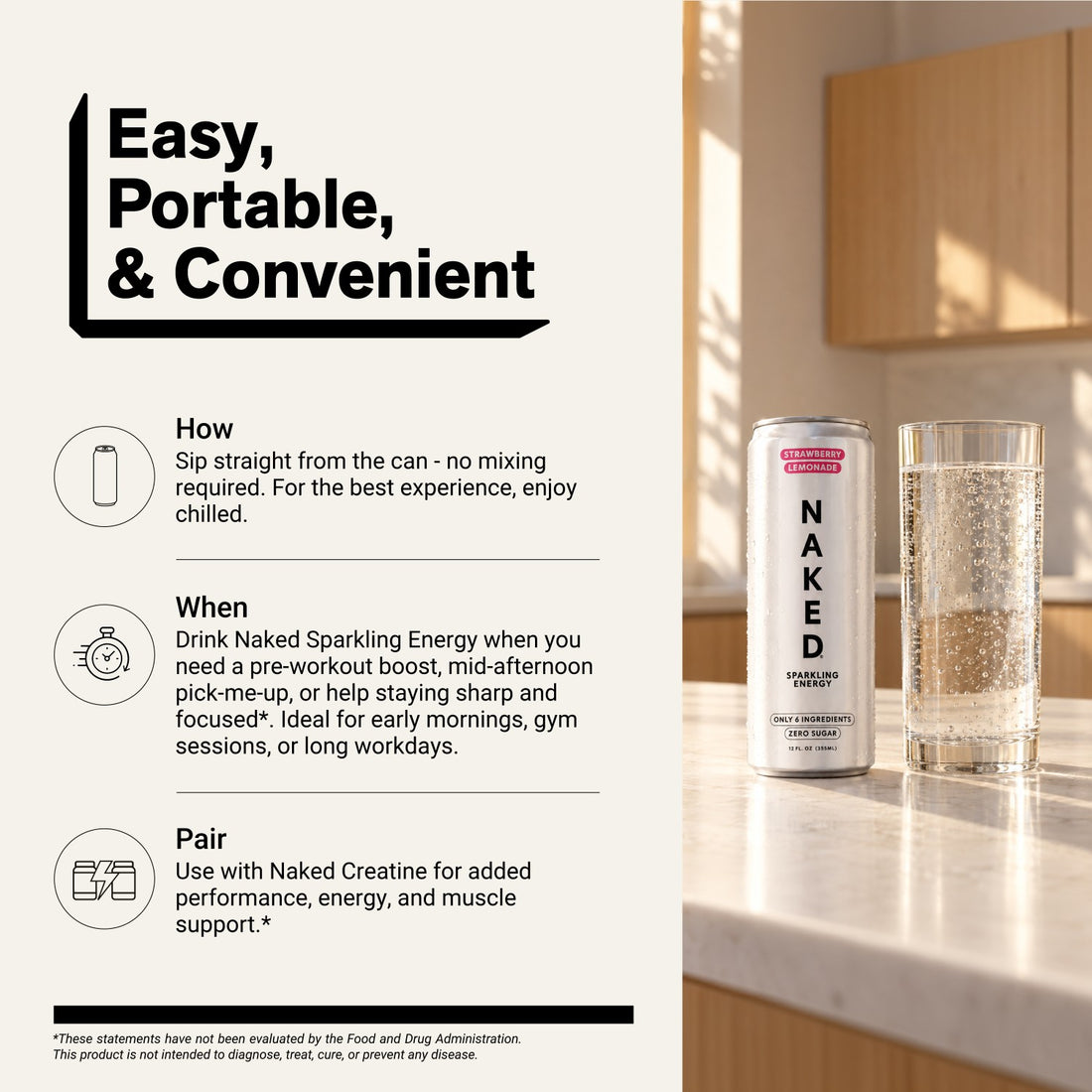 naked sparkling energy strawberry lemonade serving directions