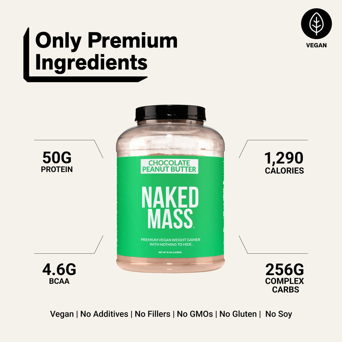 naked vegan mass chocolate peanut butter 8 lb product overview
