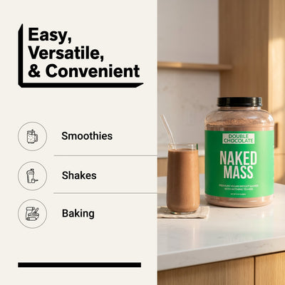 naked vegan mass double chocolate for smoothies, shakes and baking