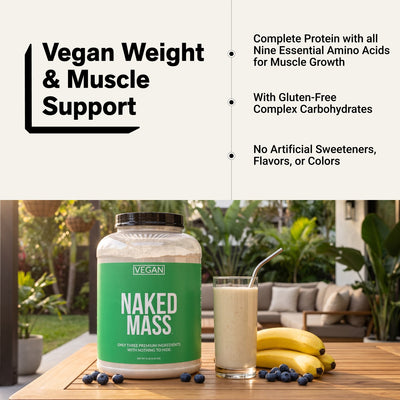 naked vegan mass unflavored muscle support infographic