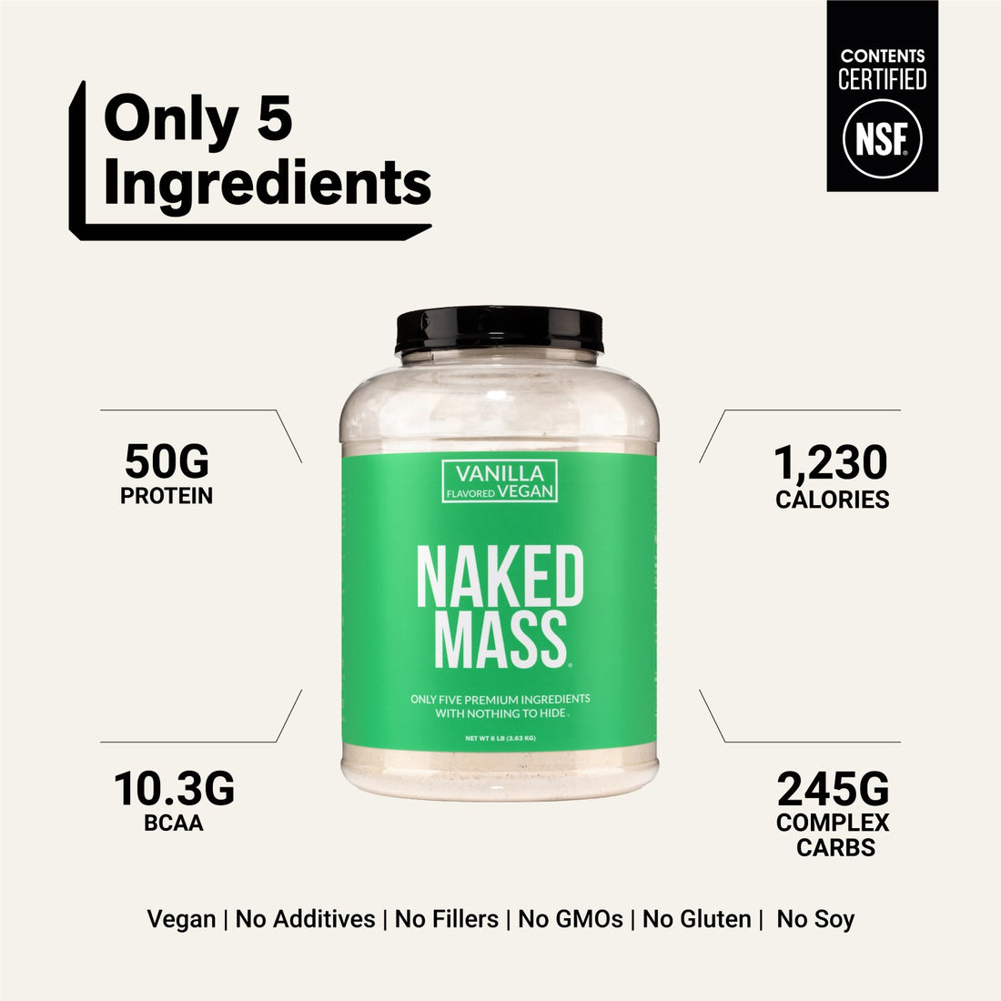 naked vegan mass vanilla 8 lb product overview
