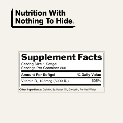 naked vitamin d3 supplement facts and ingredients