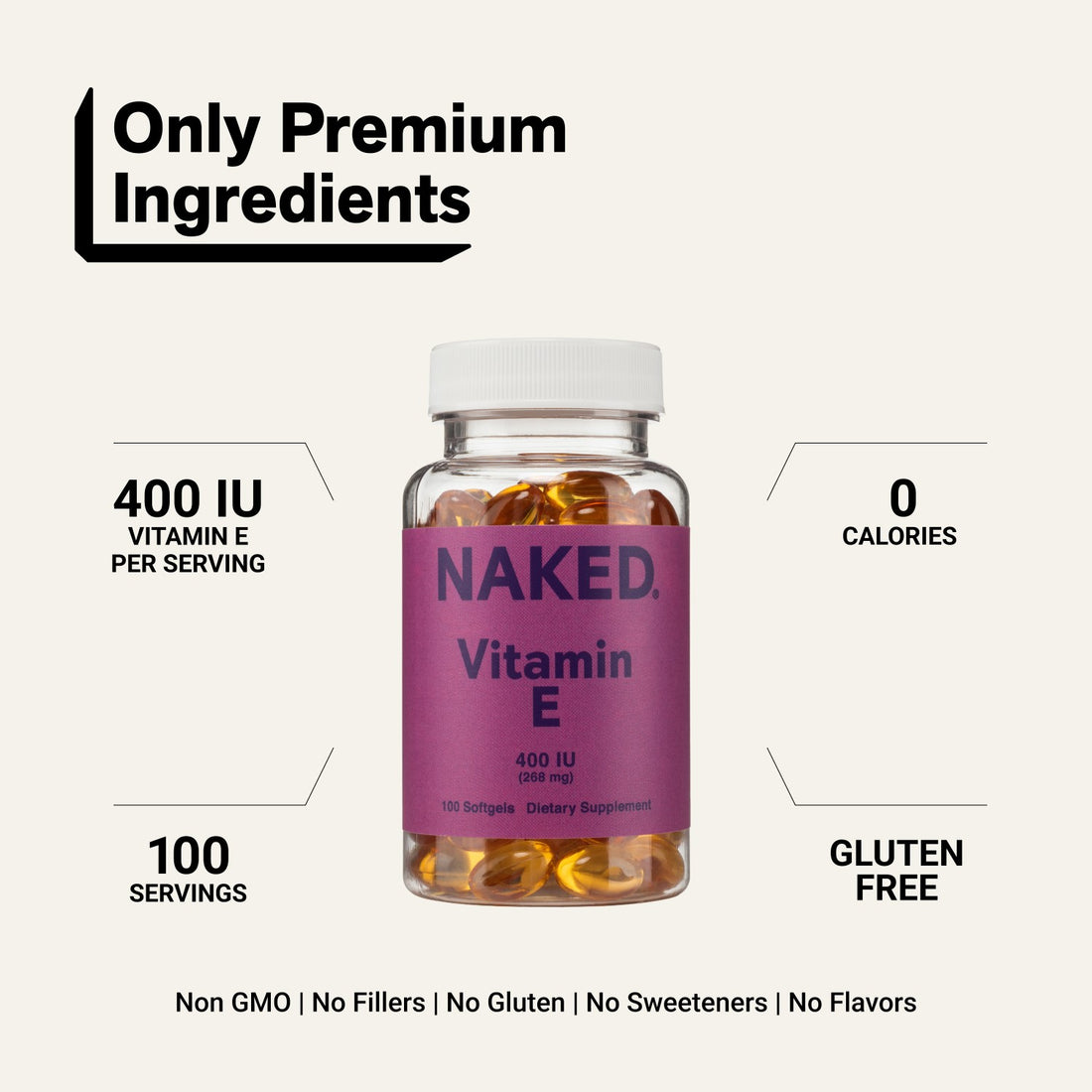 naked vitamin e 400 iu softgel product overview