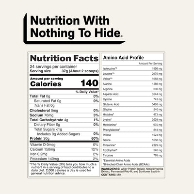 naked whey iso vanilla nutrition facts and amino acid profile