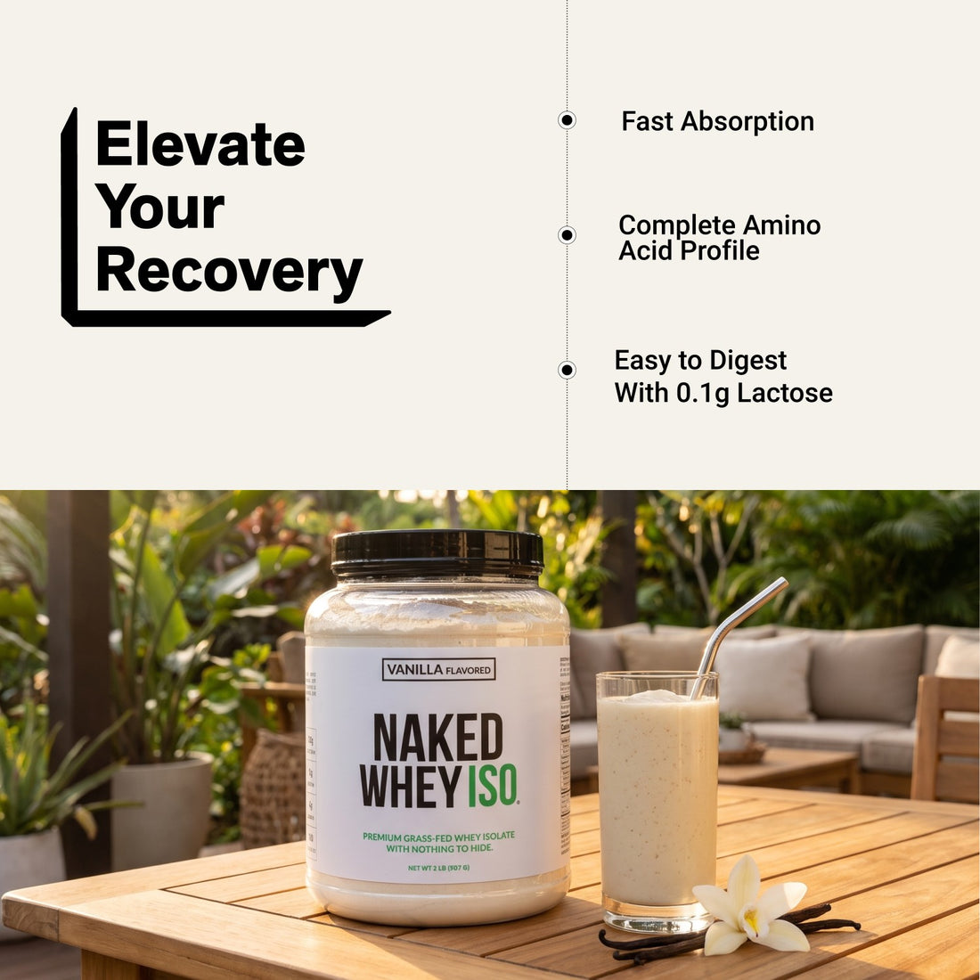 naked whey iso vanilla recovery infographic