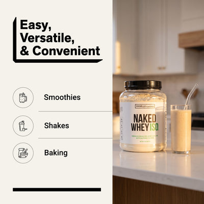 naked whey iso vanilla for smoothies, shakes and baking