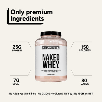 naked whey strawberry 5lb with 3 ingredients and 25g protein.