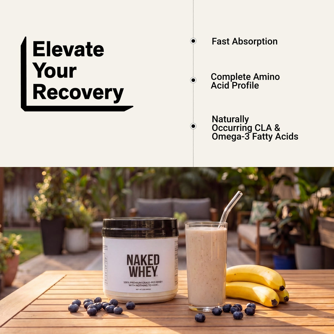 Naked Whey Unflavored protein supports muscle recovery with fast absorption.