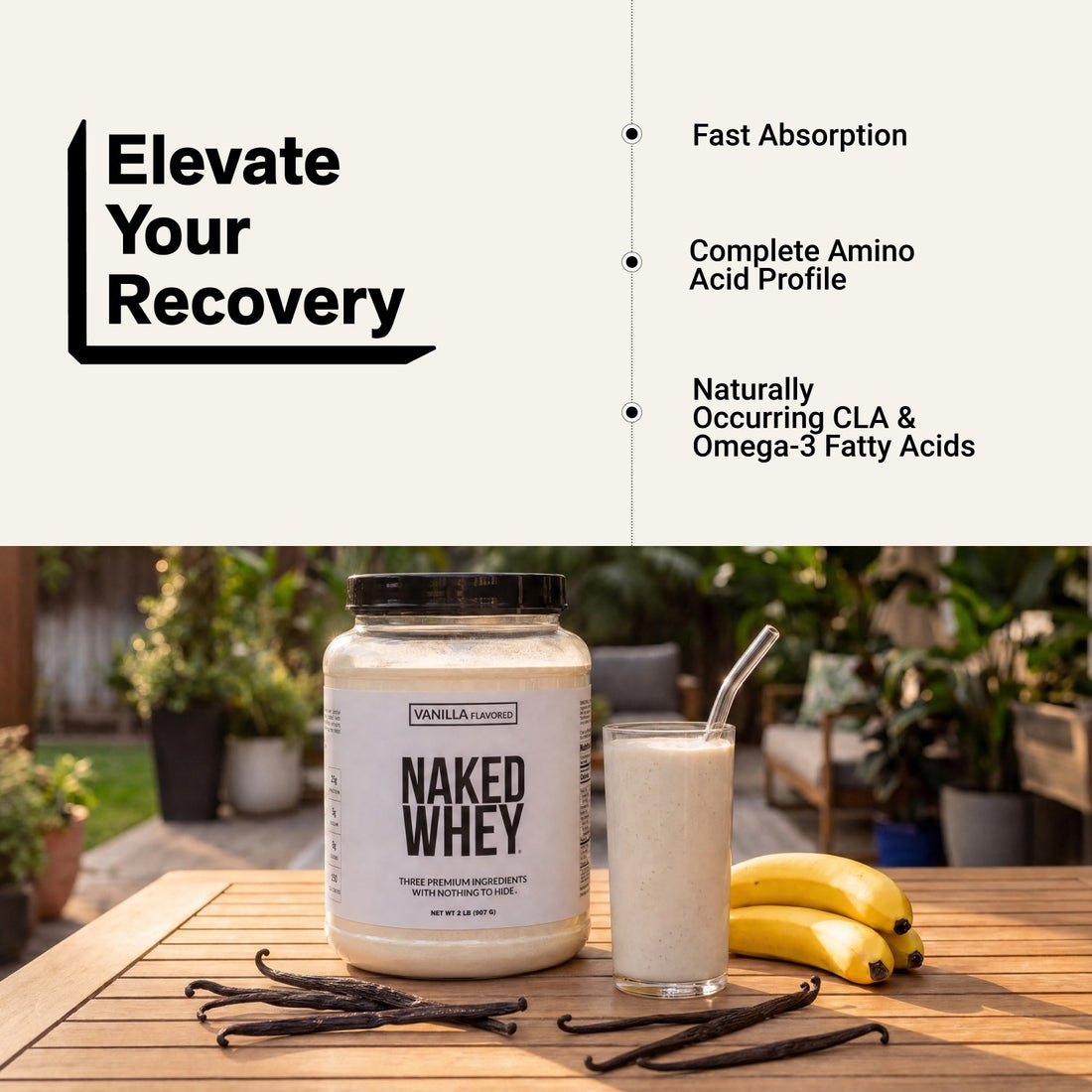 naked whey vanilla 2lb protein for post-workout recovery with fast absorption and essential amino acids.