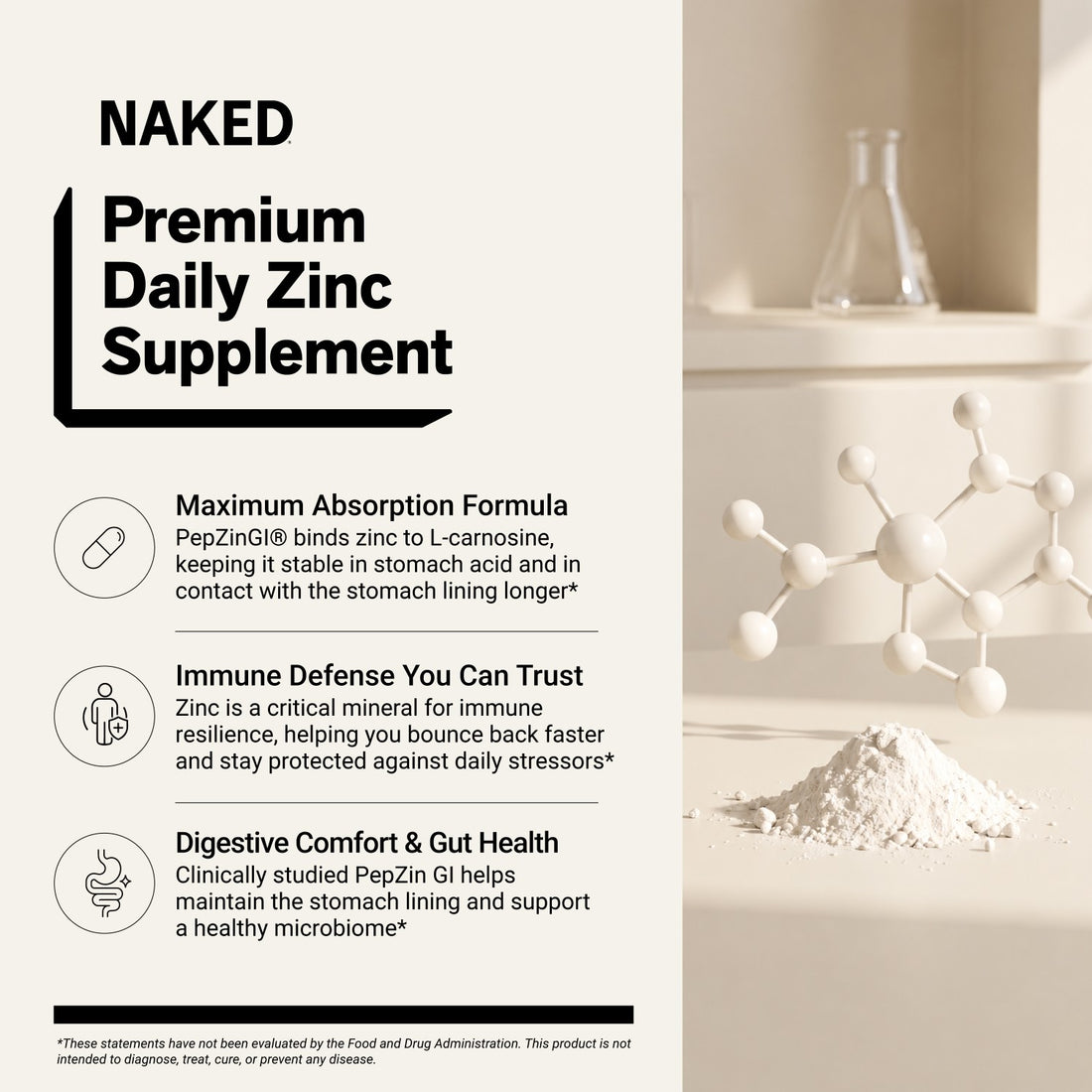 naked zinc carnosine supplement benefits infographic