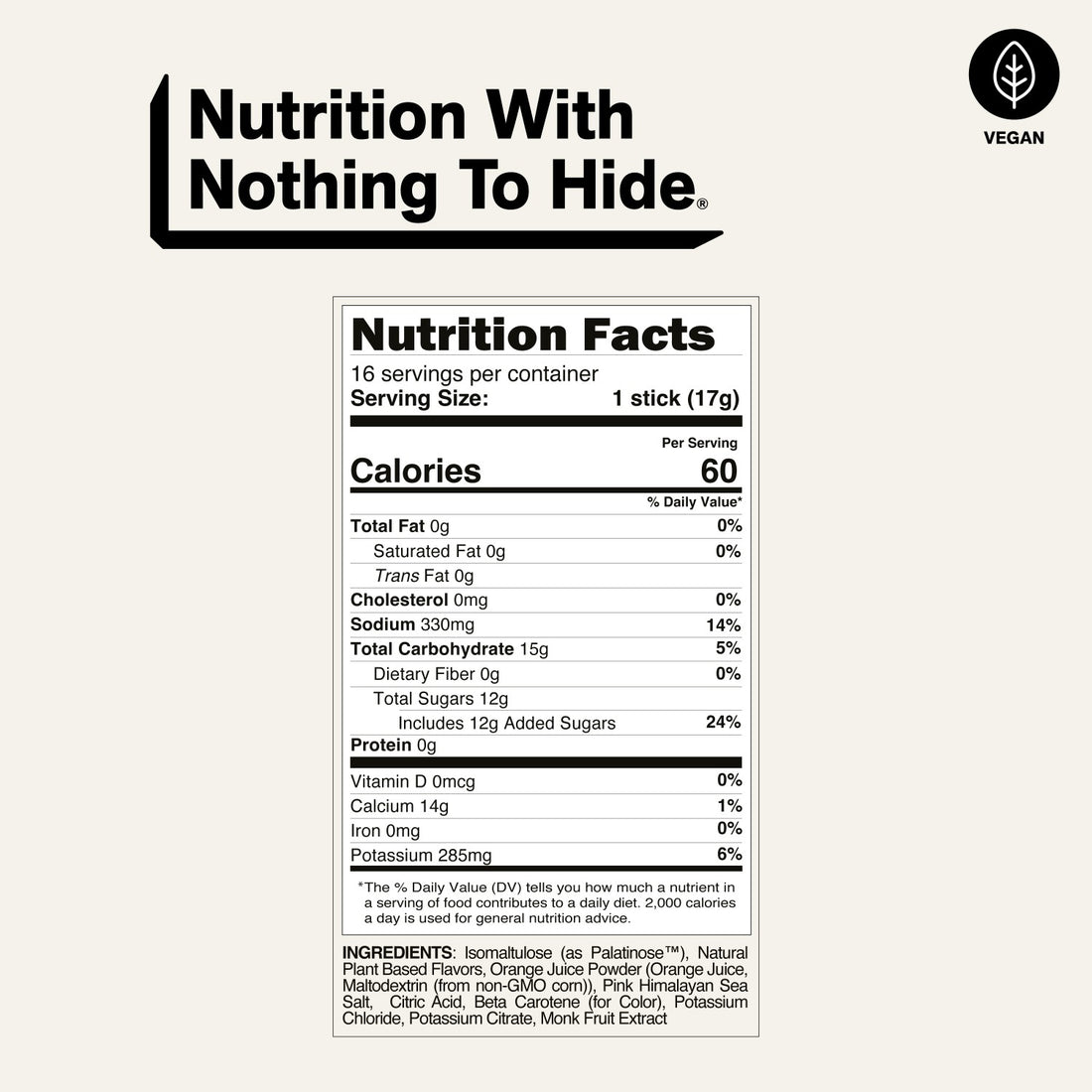 nakedade citrus nutrition facts and ingredients