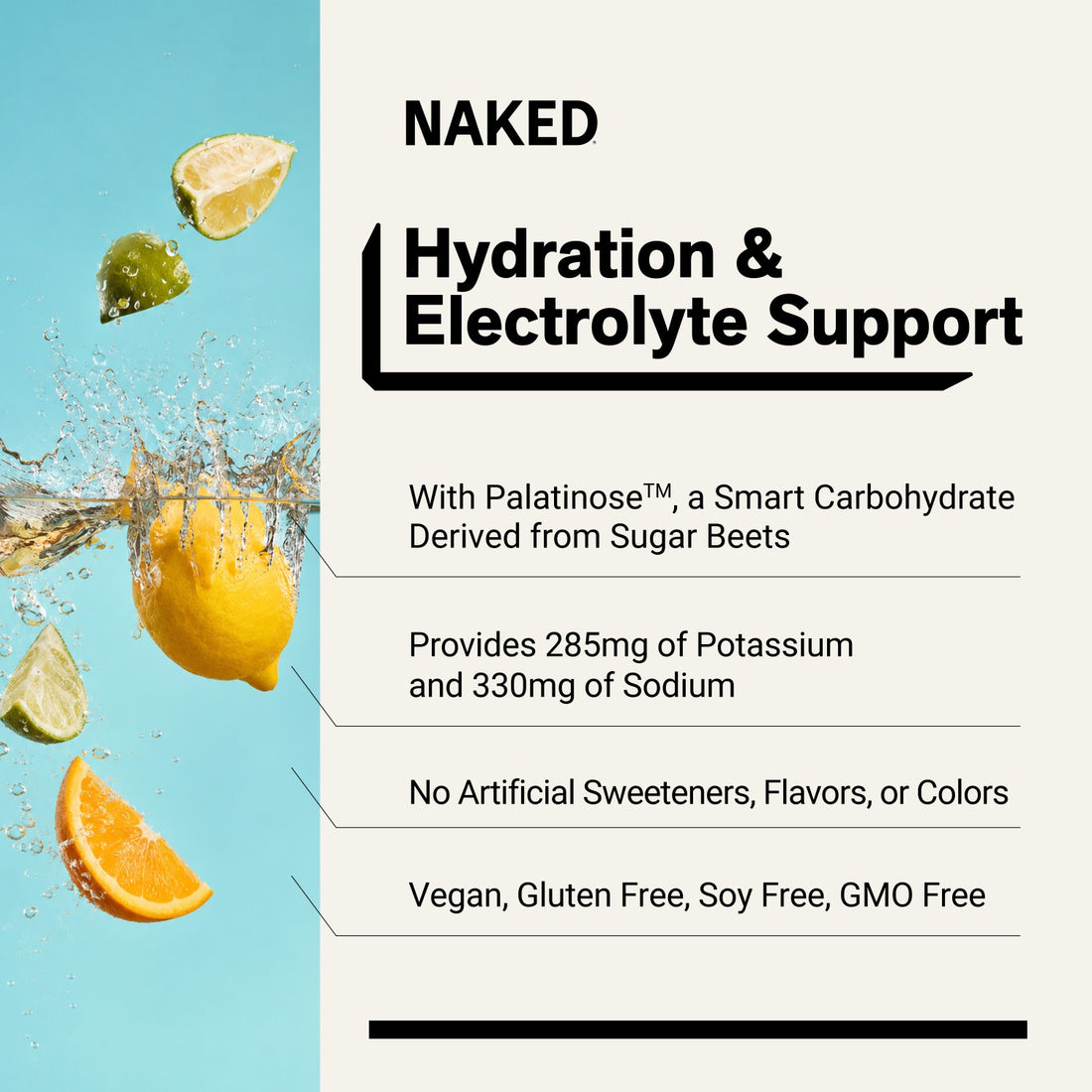 nakedade citrus electrolyte powder packets overview