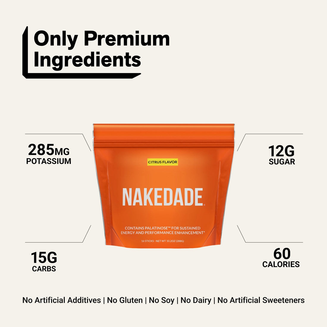 nakedade citrus electrolyte powder packets overview