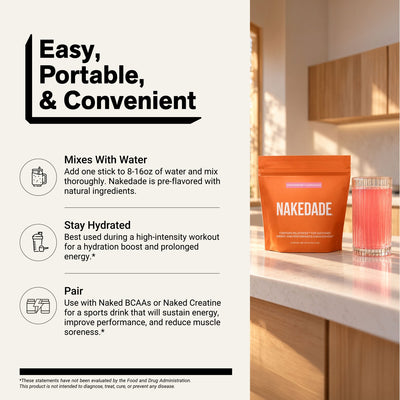 nakedade strawberry lemonade electrolyte powder mixing directions