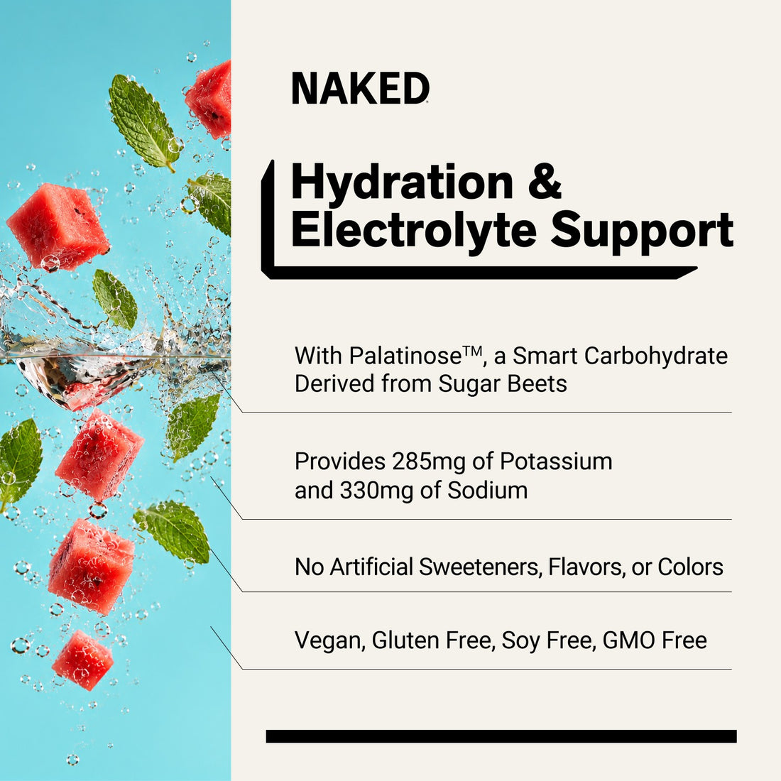 nakedade watermelon mint electrolyte powder packets overview